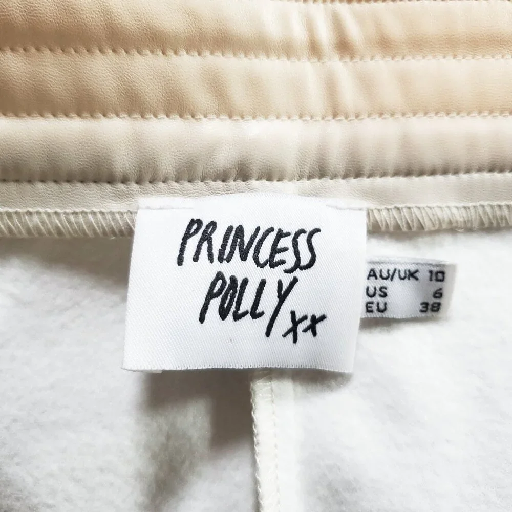 PRINCESS POLLY Beige Faux Leather LOVE CLUB Size 6 - Picture 8 of 10